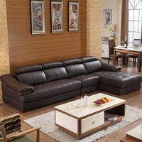 Thumbnail for AFD Chocolate Gabrulaital Leather Sectional Sofa AFD BROWN 
