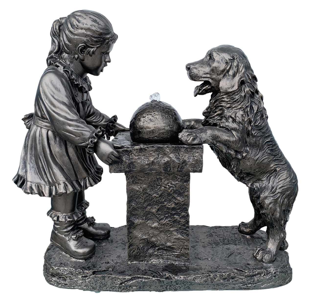 AFD Small Girl and Dog Founatin Décor AFD Bronze 