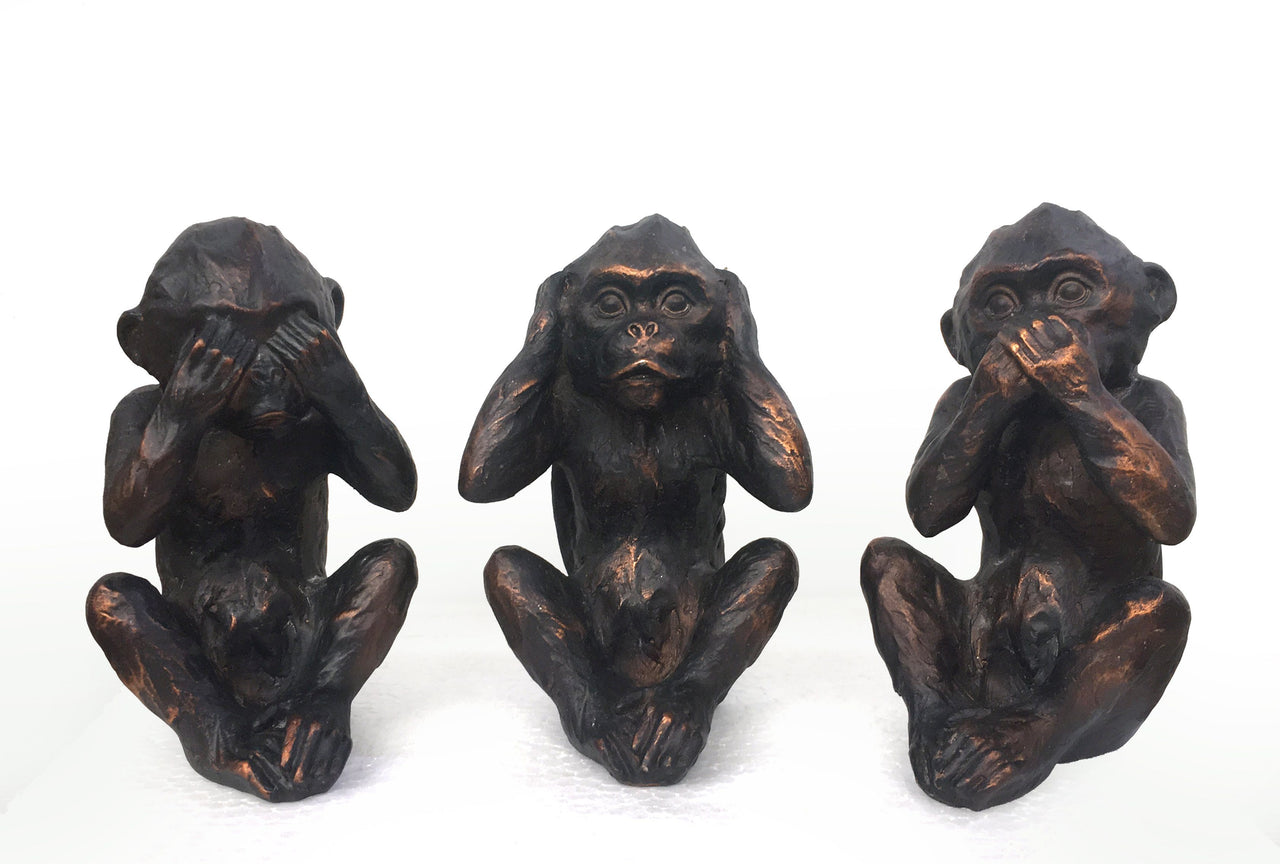 AFD Hear See Speak No Evil Monkeys Set of 3 Décor AFD BROWN 