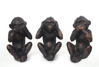 Thumbnail for AFD Hear See Speak No Evil Monkeys Set of 3 Décor AFD BROWN 