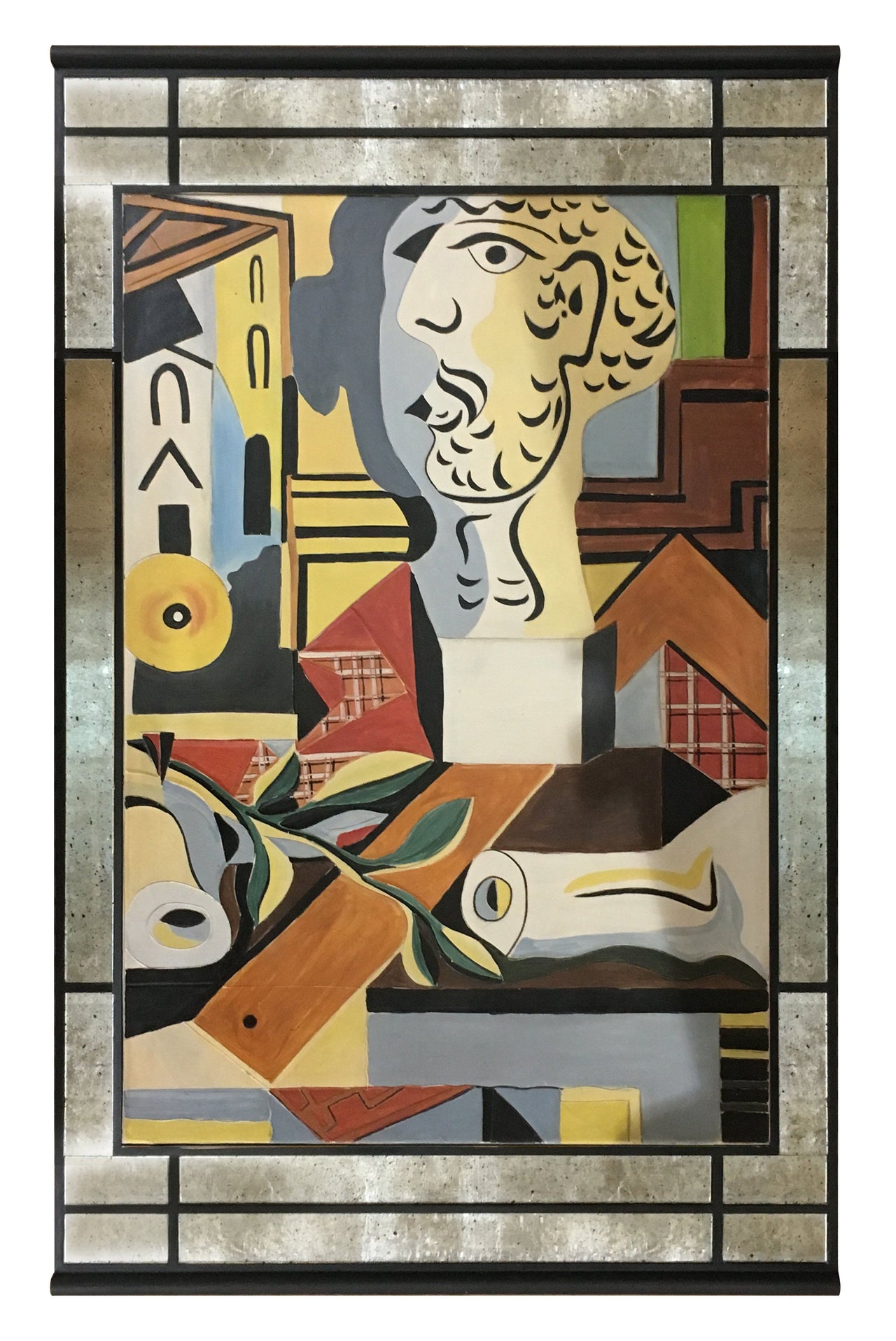 AFD Picasso Style Manly Stubble Mirrored Framed Art Décor AFD Multi-Colored 