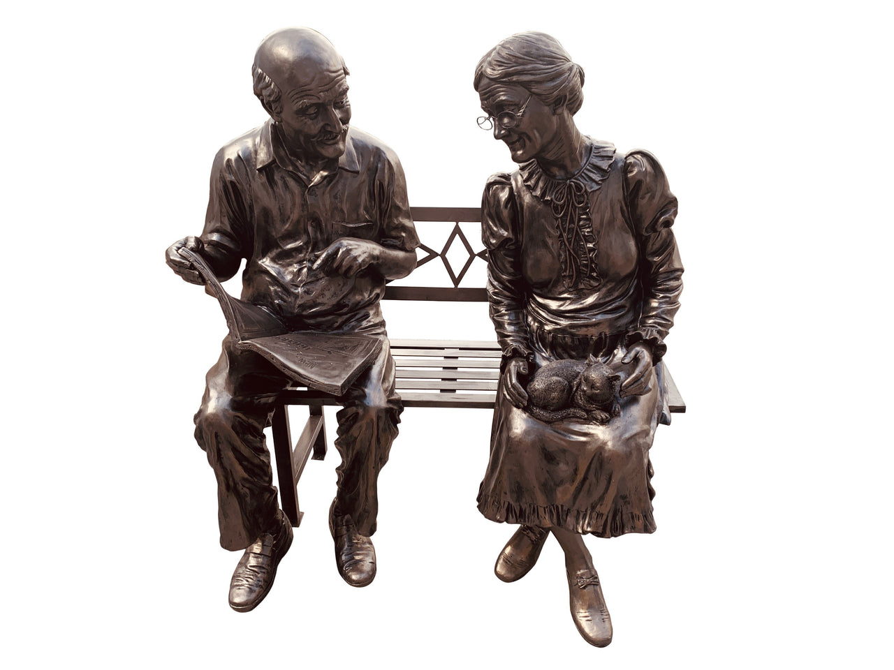 AFD Grandma and Grandpa on Bench Benches AFD Bronze 