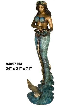 AFD Mermaid Holding Shell in Special Patina Décor AFD Multi-Colored 