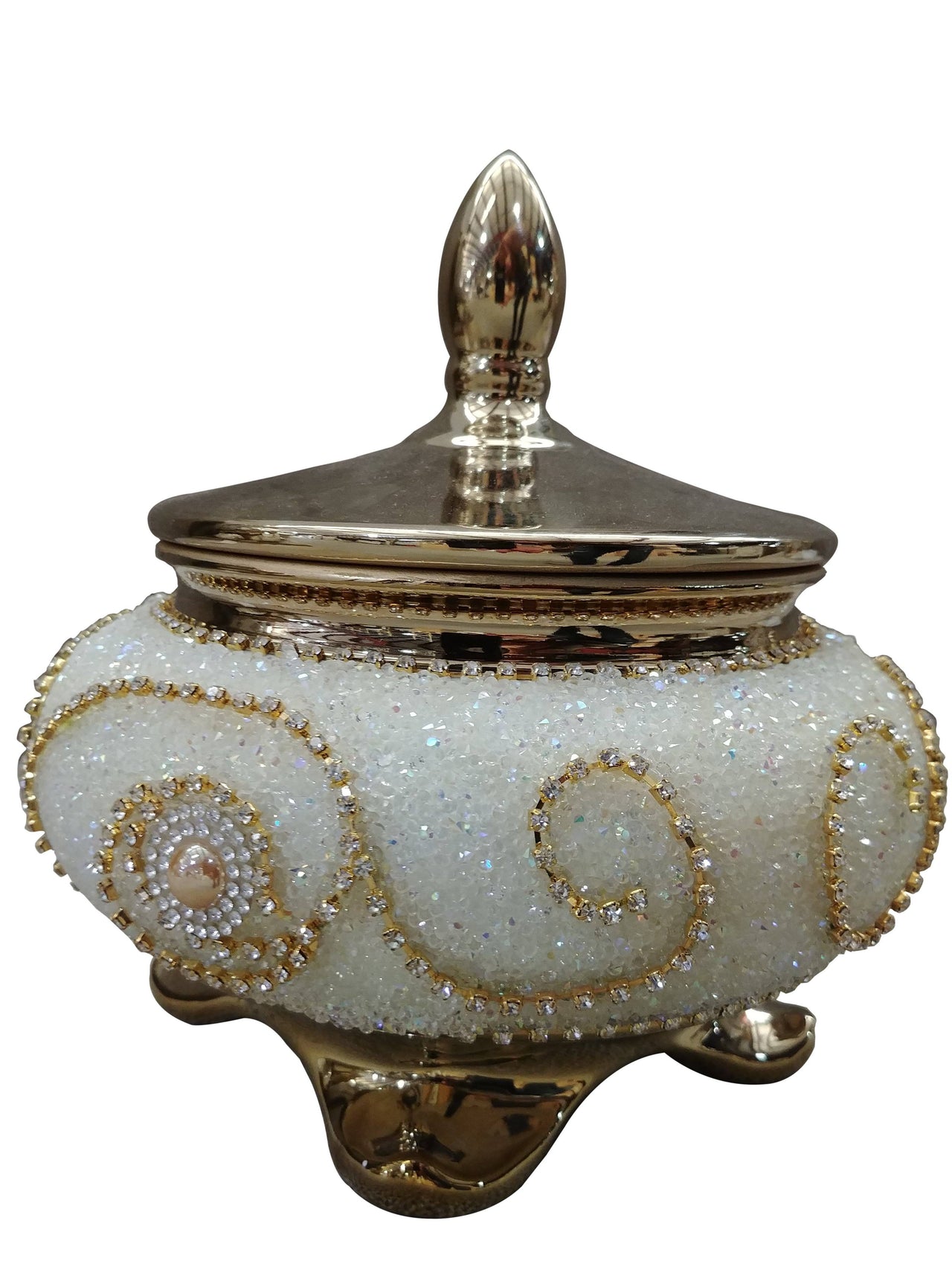 AFD Pearl And Swirl Golden Box Urns AFD White, Gold 