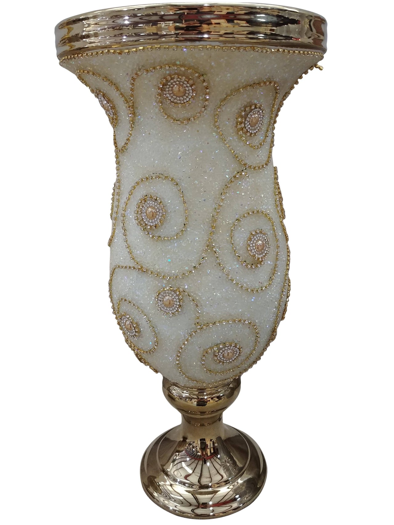 AFD Pearl And Swirl Golden Chalice Vase Décor AFD White, Gold 