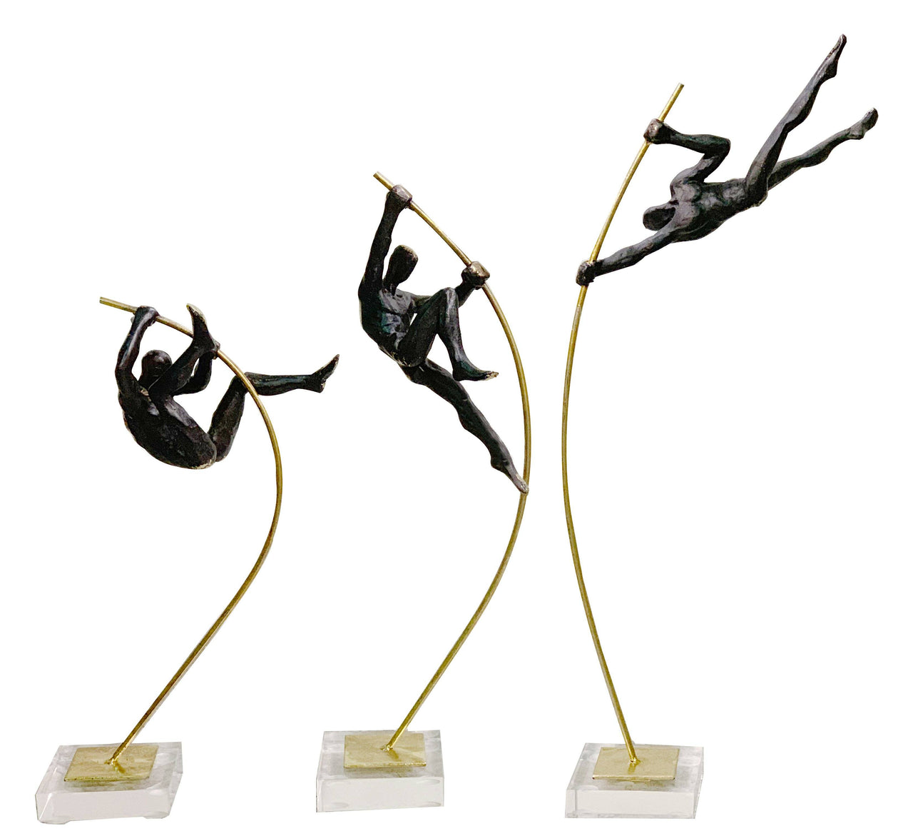AFD Pole Vaulters on Glass Base Set of 3 Décor AFD MULTI COLORED 