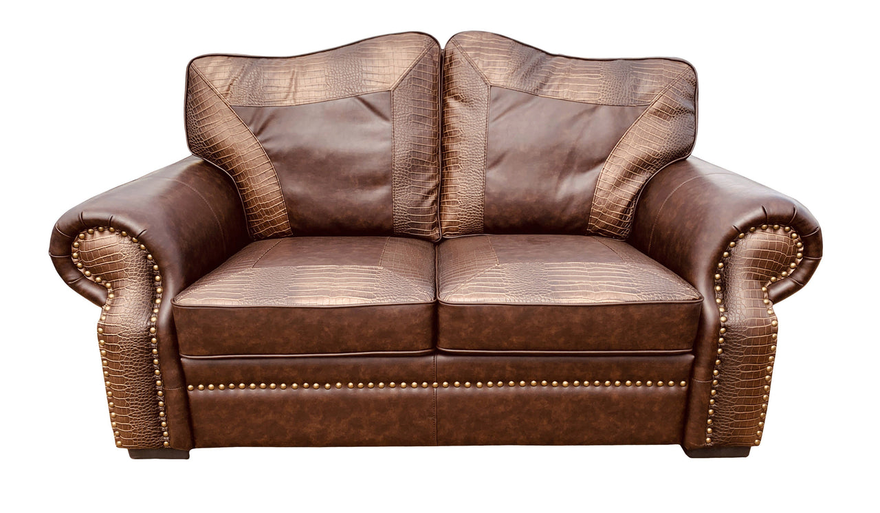 AFD Botswana Croc and Leather Loveseat Sofa AFD TWO TONE 