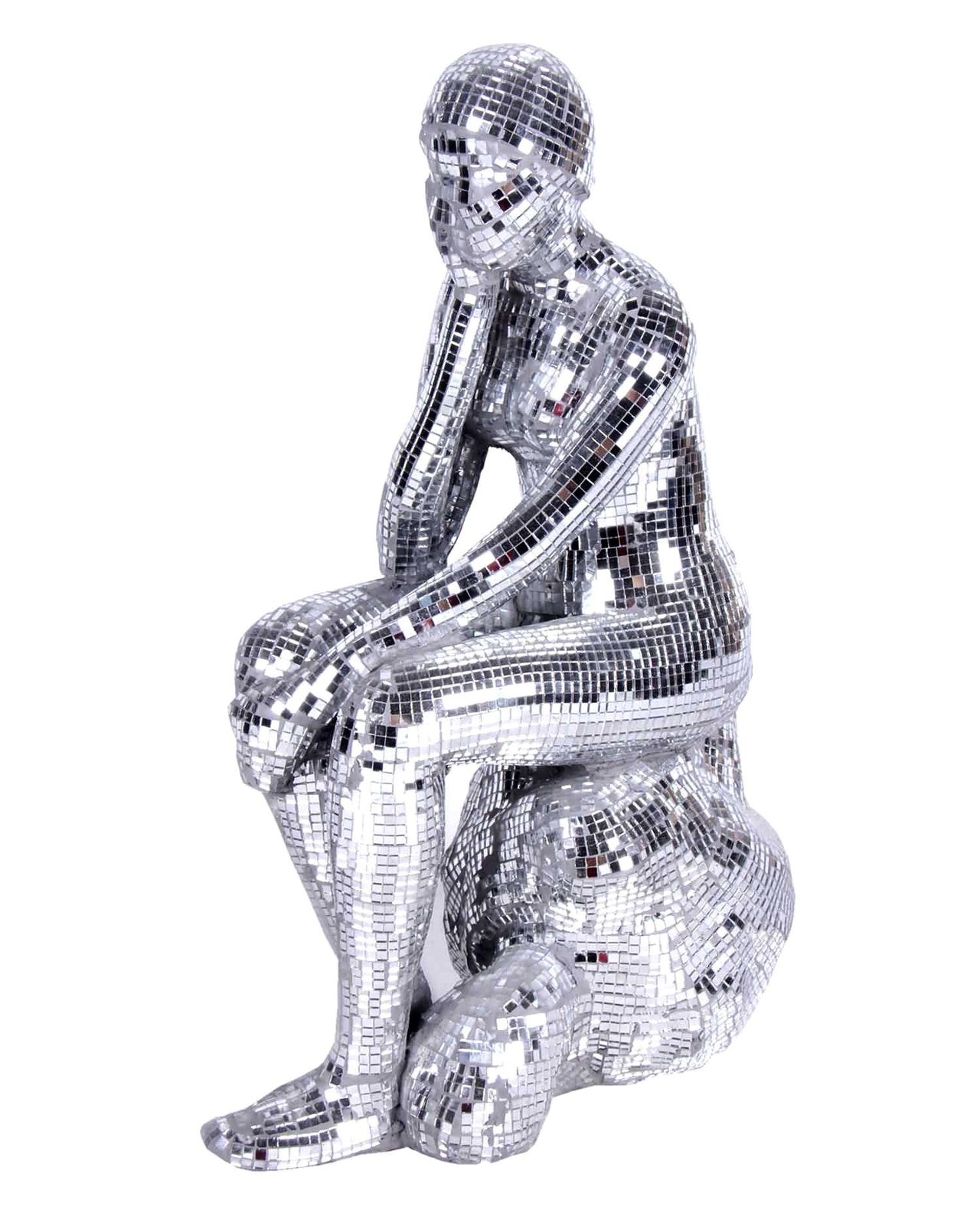 AFD Silver Glass Mosaic Thinking Lady Décor AFD SILVER 