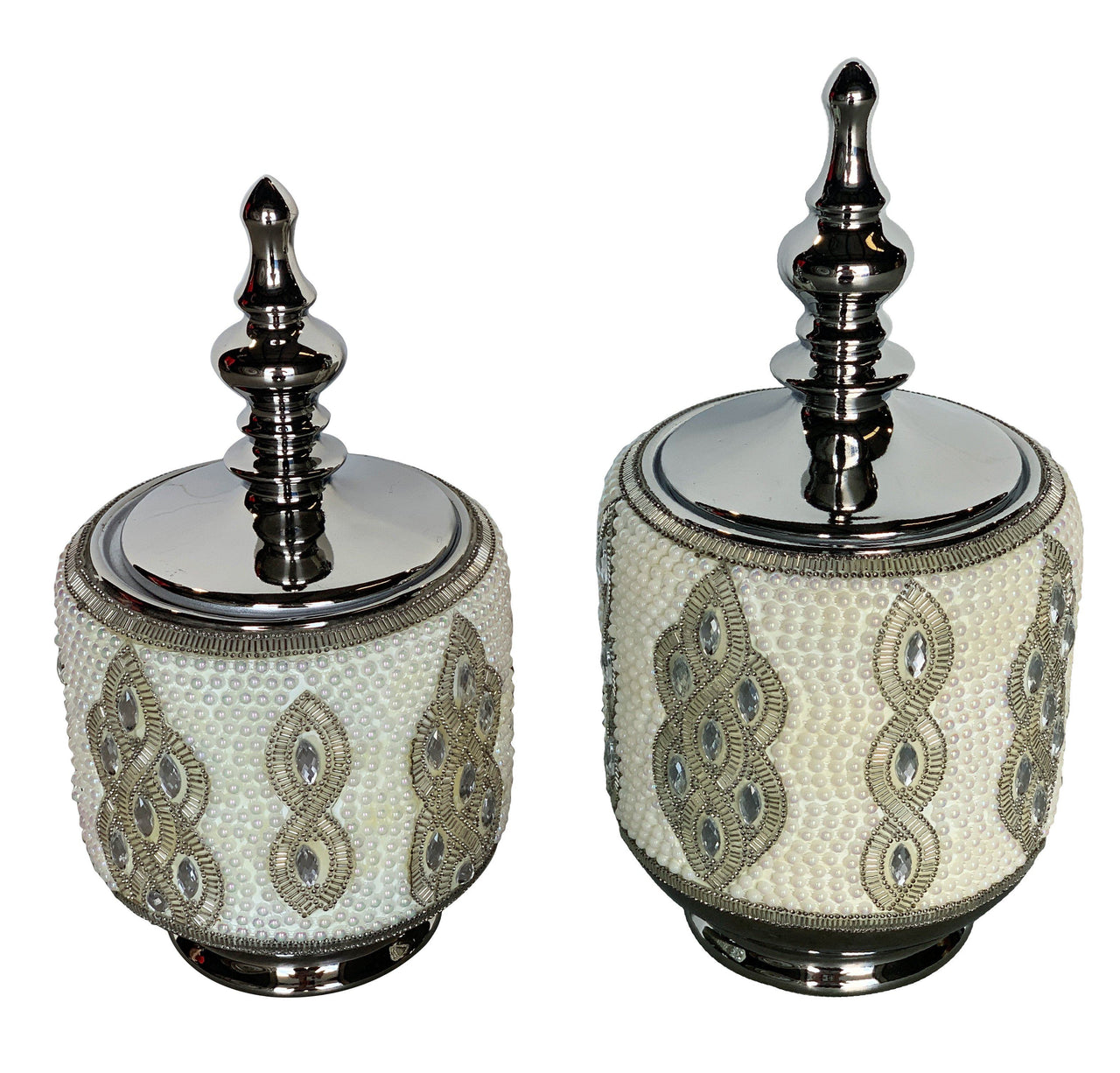 AFD Marquis Crystal and Pearl Canisters Set of 2 Décor AFD MULTICOLORED 