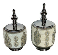 Thumbnail for AFD Marquis Crystal and Pearl Canisters Set of 2 Décor AFD MULTICOLORED 
