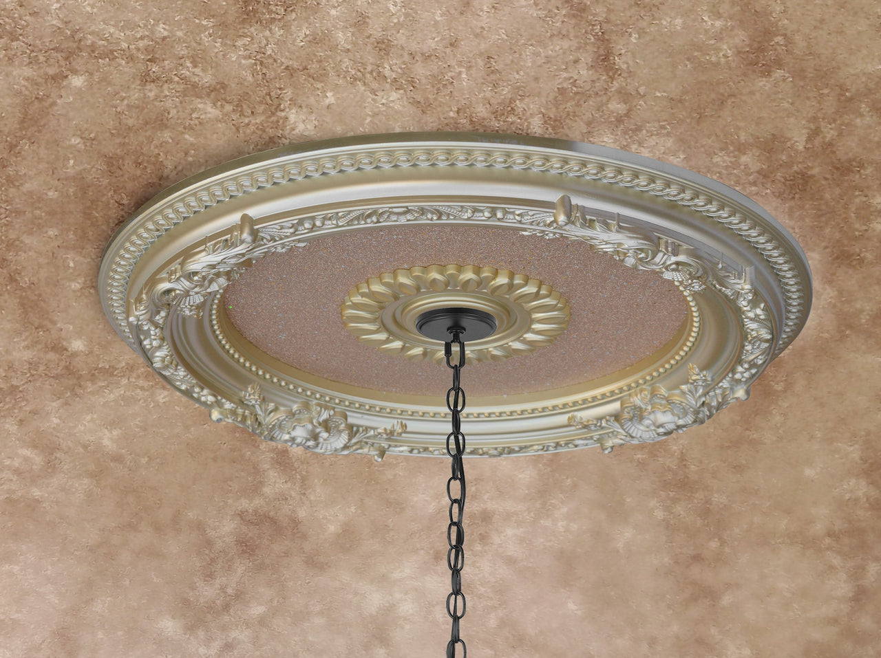 AFD Rose Gold Petite Round Ceiling Medallion Medallions AFD Whire and Gold 