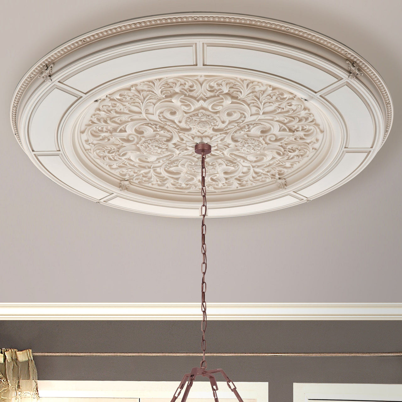 AFD Alluring Carve Cream Round Ceiling Medallion Medallions AFD White 