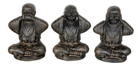 Thumbnail for AFD Hear See And Speak No Evil Monk Set Of 3 Black Earthy Finish Décor AFD BLACK EARTHY 