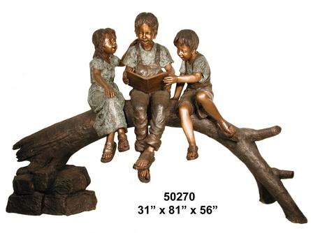 AFD Three Kids on Tree Décor AFD Bronze and Green 