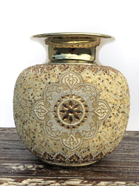 Thumbnail for AFD Insculpted Jeweled Bulbous Vase Décor AFD Gold, Ivory 