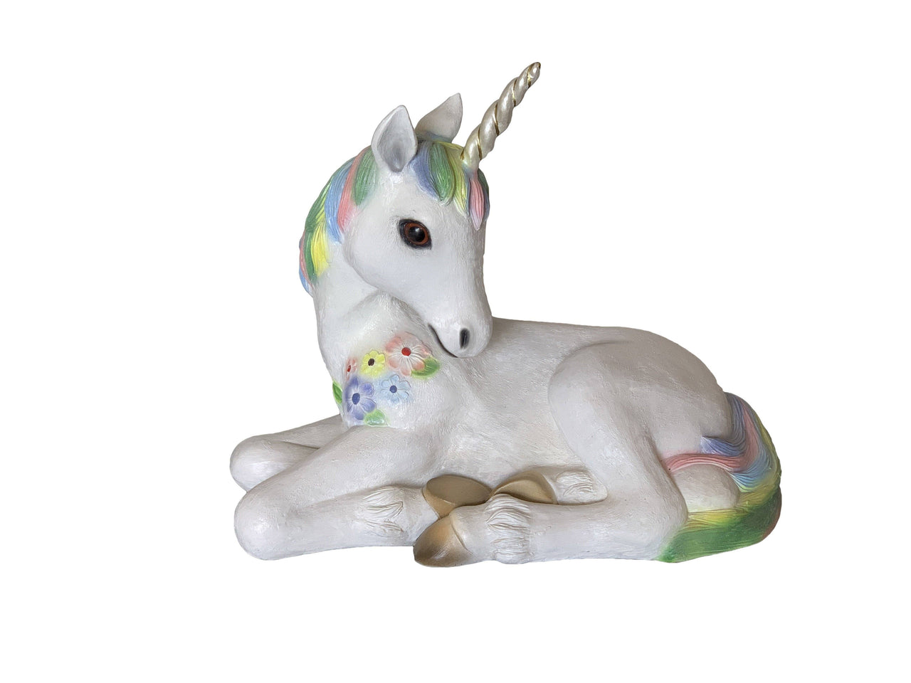 AFD Unicorn Foal Resting Rainbow Statuary AFD White/Multi 