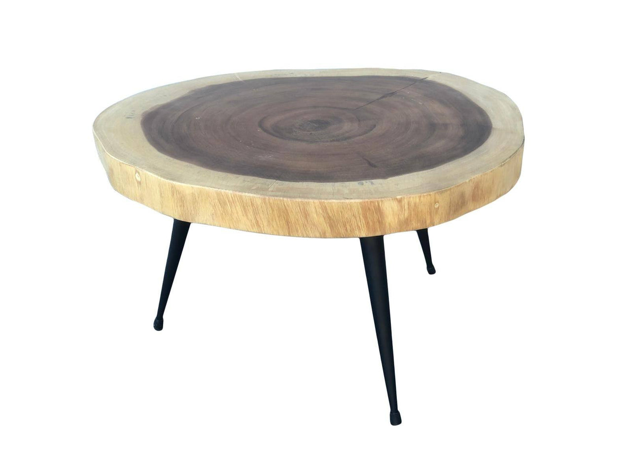 AFD Teak Round Coffee Table Iron Leg Tables AFD Natural 