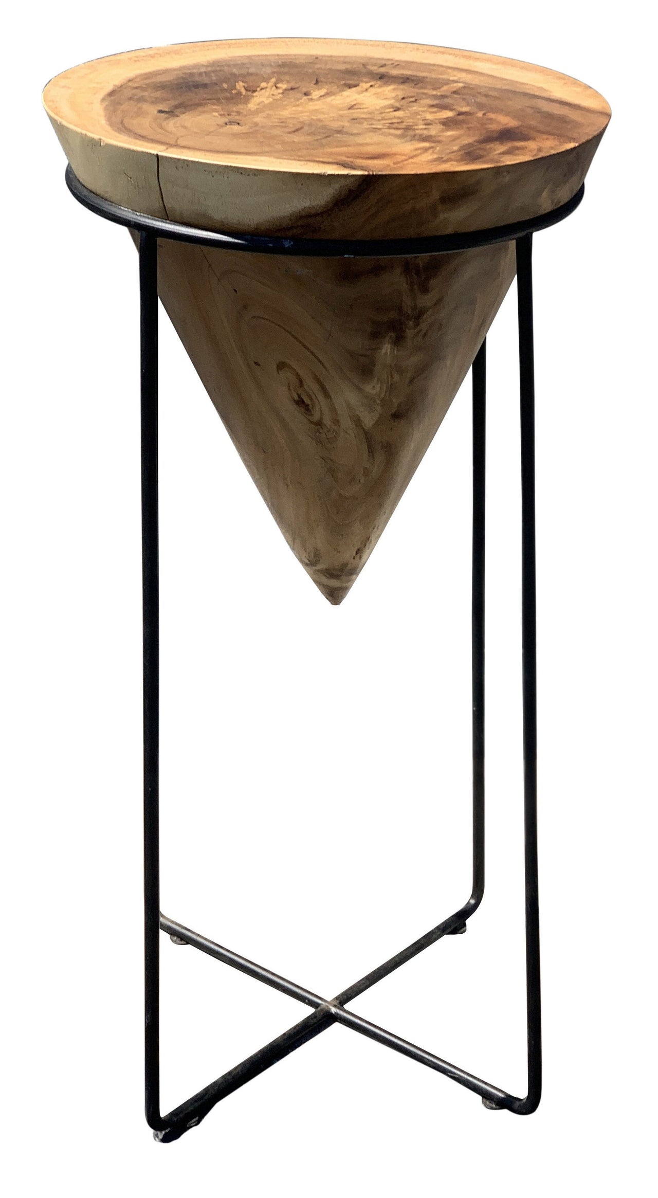 AFD Suar Wood Cone Table With Iron Stand Tables AFD Natural 