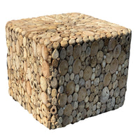 Thumbnail for AFD Oyster Cross Cut Random Solid Wood Square Ottoman Stool Table 17.75
