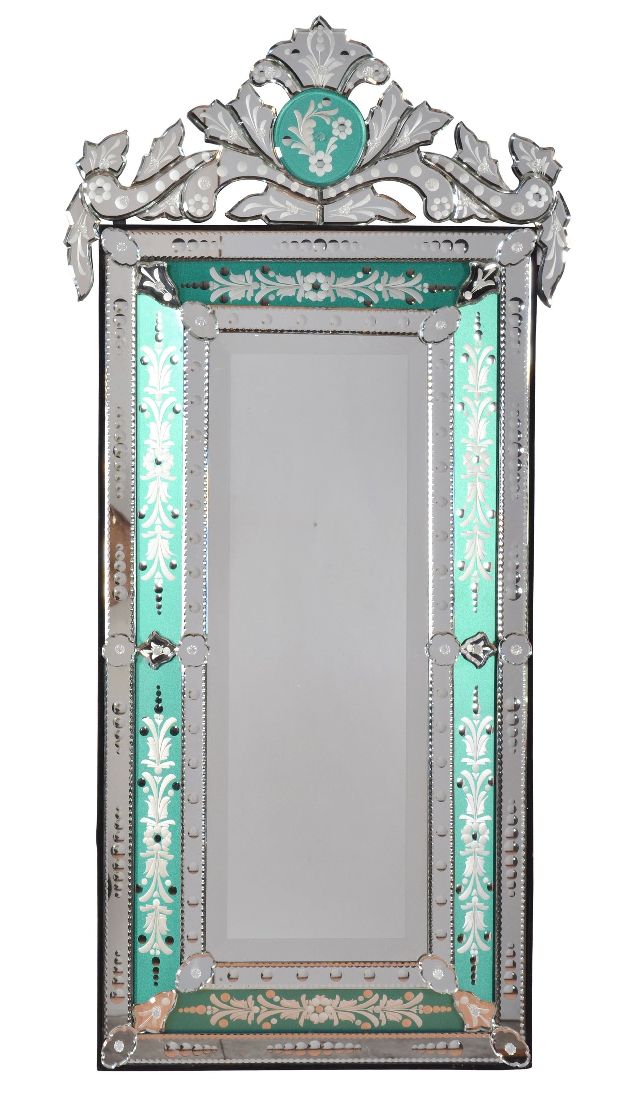 AFD Striking Venetian Style Mirror With Seafoam Border 47.24" Tall Mirrors AFD Clear 