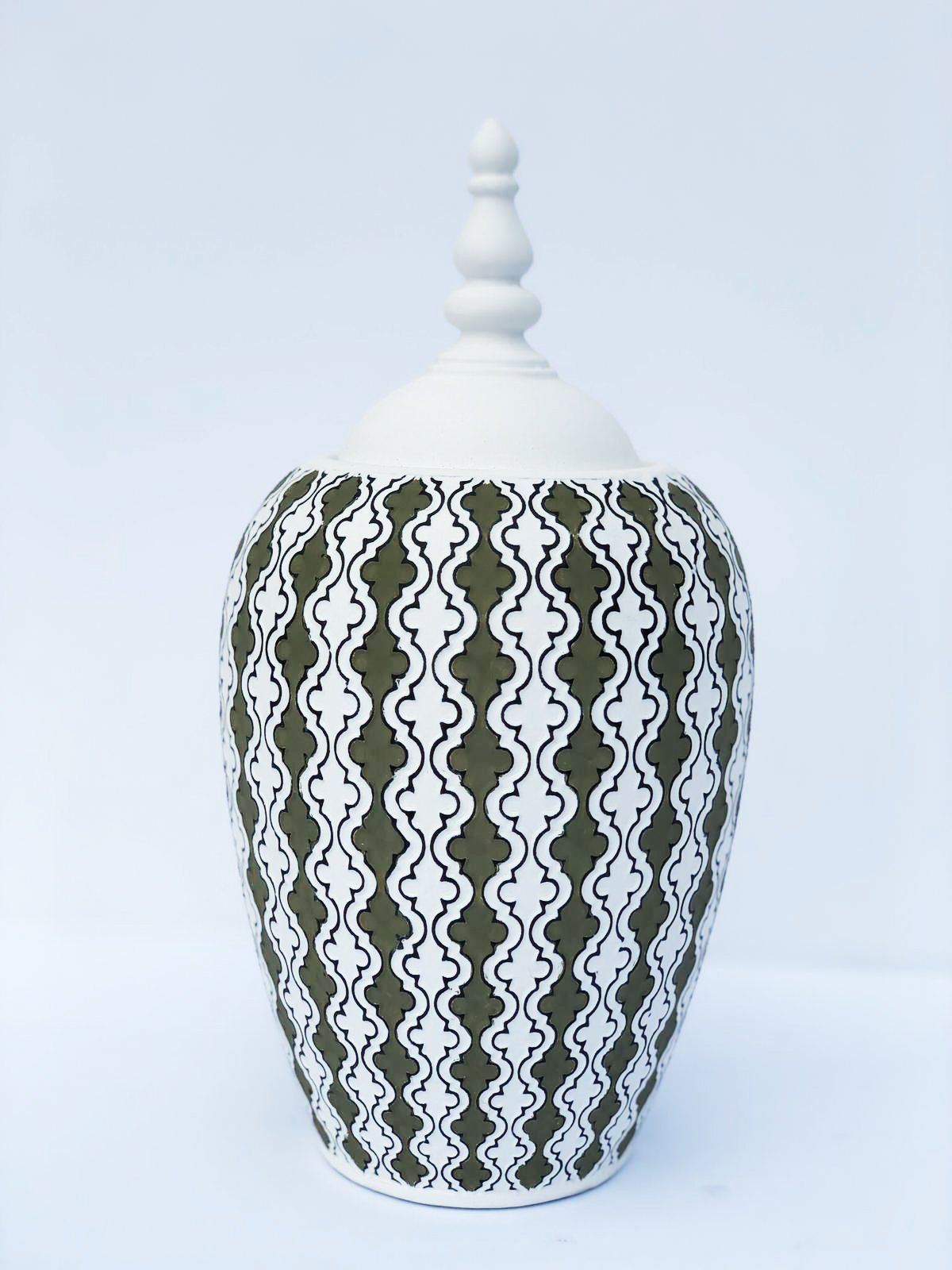 AFD Olive White Madeira Canister With Lid Décor AFD MULTI COLORED 