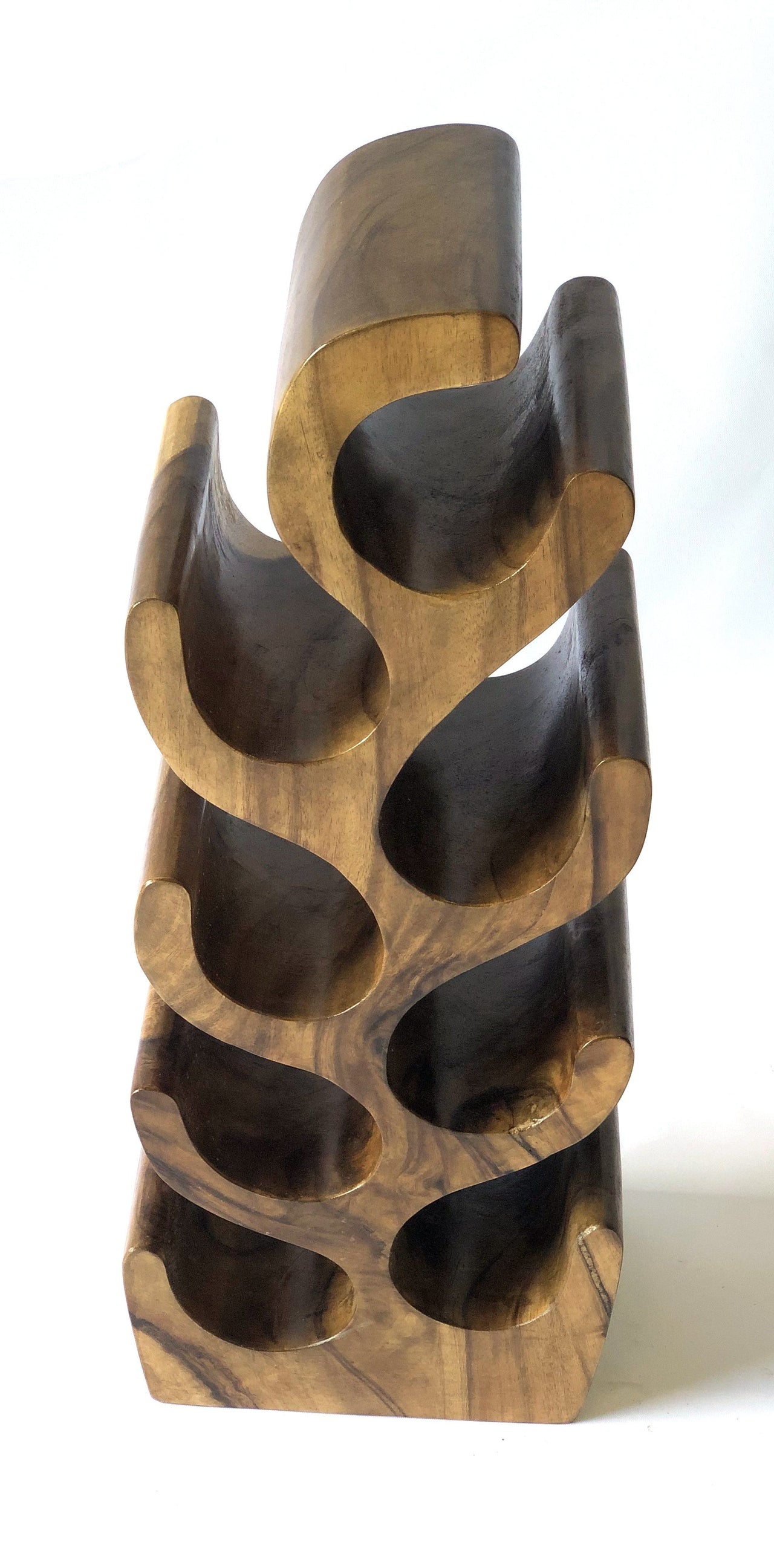 AFD Suar Wood 8 Bottle Wine Holder Natural Finishing Bar and Wine AFD Chocolate-Brown 
