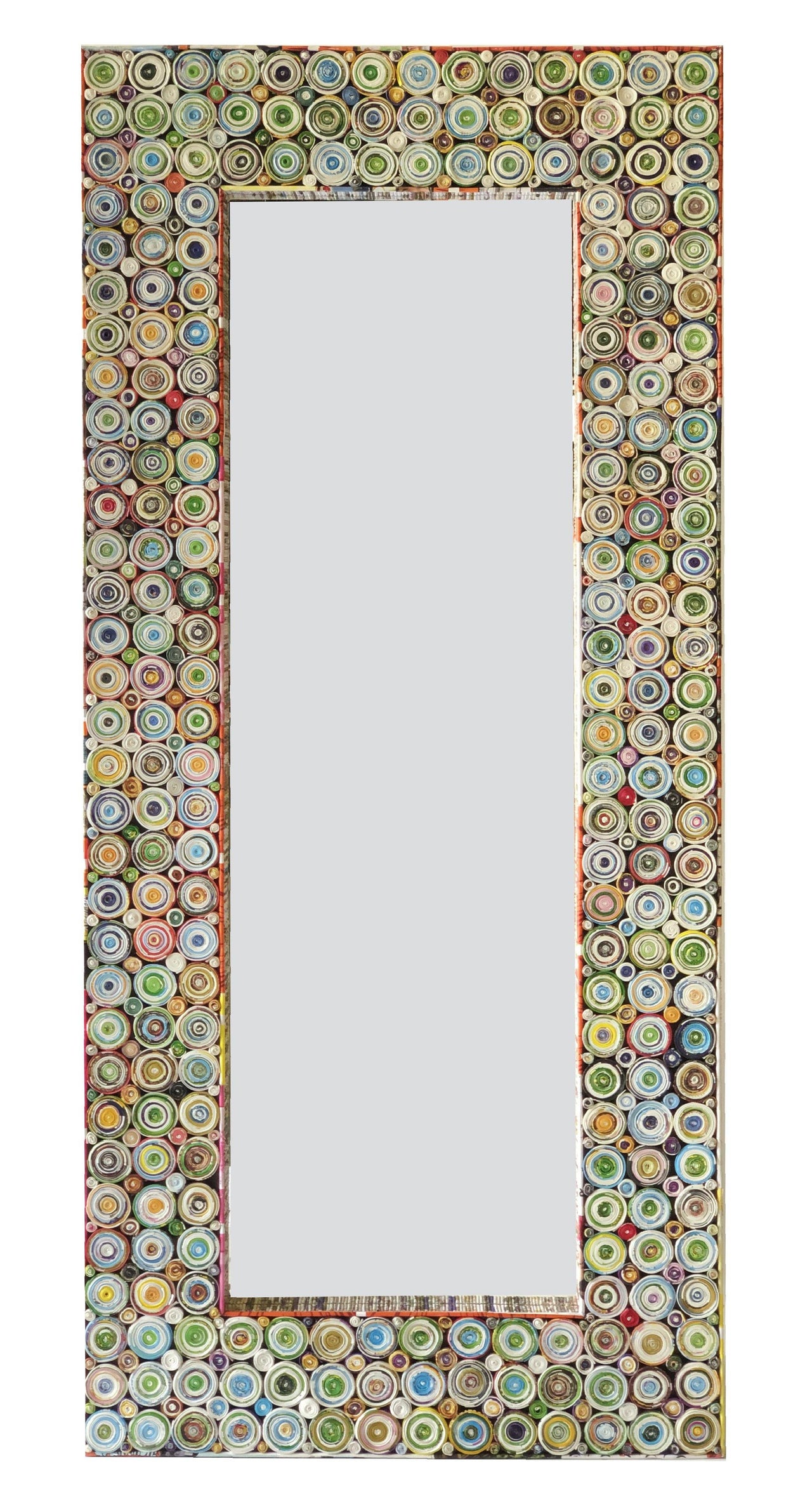 AFD Quilled Large Leaner Coil Art Mirror 79" Tall Mirrors AFD Multi-Colored 