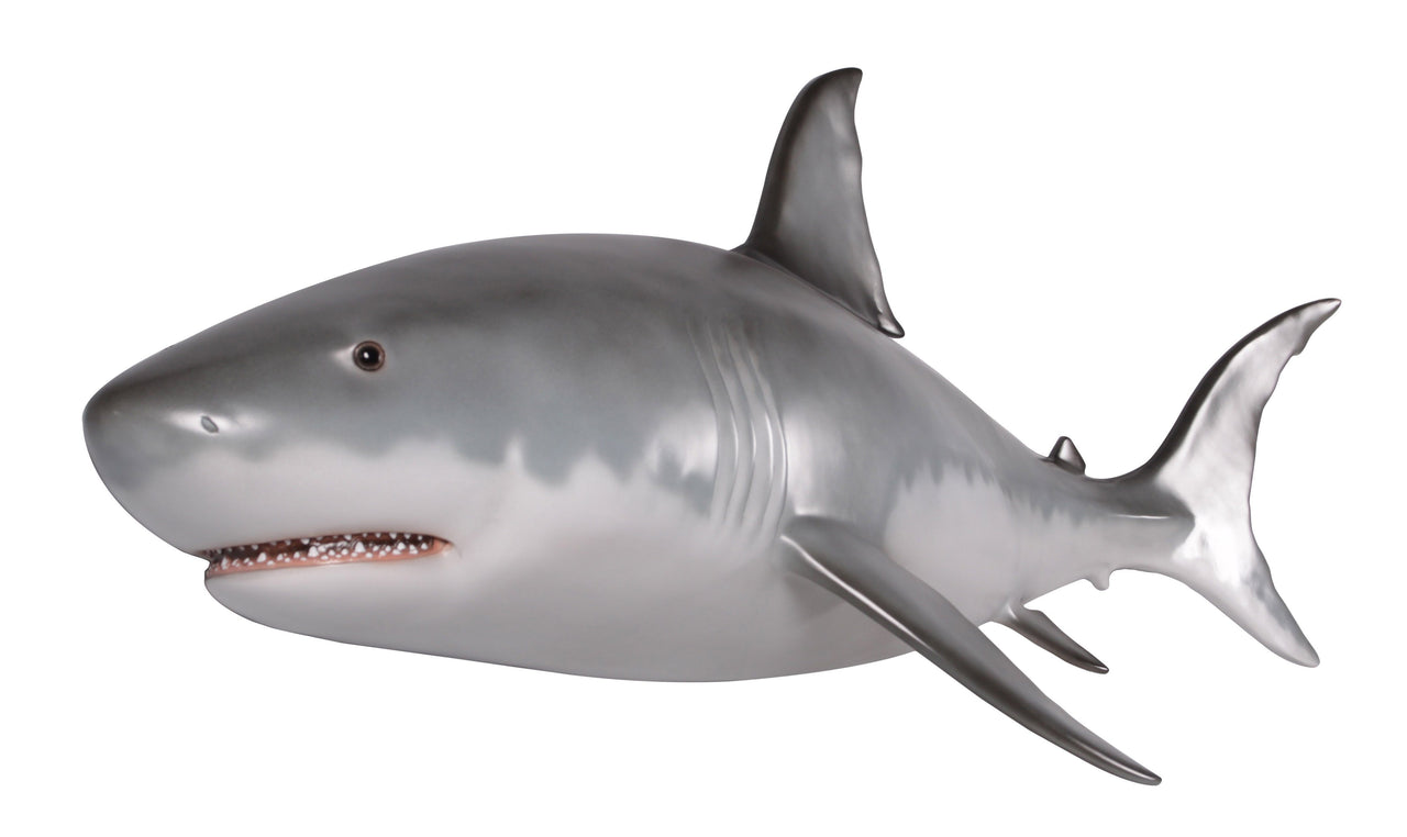 AFD Wall Mounted Great White Shark 6ft Décor AFD Silver, White 