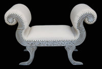 Thumbnail for AFD Mystique Grey Mahogany Scrolled Love Seat Sofa AFD Grey 
