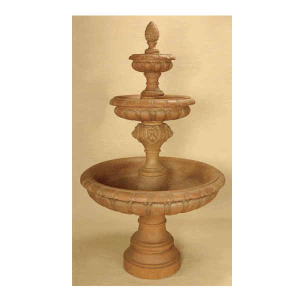 Italica Three Tier Outdoor Cast Stone Garden Water Fountain Fountain Tuscan 