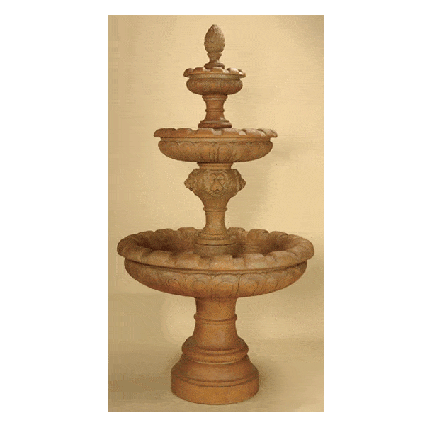 Monegasque Three Tier Outdoor Cast Stone Garden Fountain Fountain Tuscan 