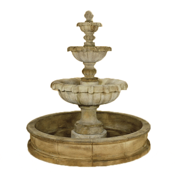Jardin Three Tier Pond Outdoor Cast Stone Garden Fountain Fountain Tuscan 