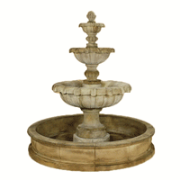 Thumbnail for Jardin Three Tier Pond Outdoor Cast Stone Garden Fountain Fountain Tuscan 