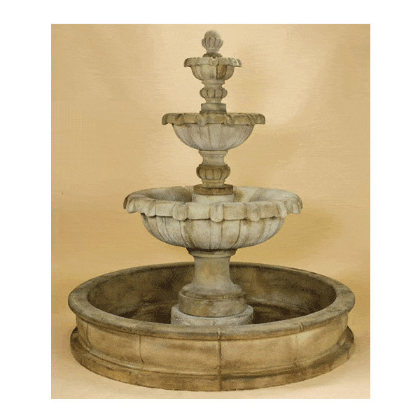 Jardin Three Tier Pond Outdoor Cast Stone Garden Fountain Fountain Tuscan 