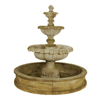 Thumbnail for Vistamar Three Tiered Pond Outdoor Cast Stone Garden Fountain Fountain Tuscan 
