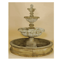 Thumbnail for Vistamar Three Tiered Pond Outdoor Cast Stone Garden Fountain Fountain Tuscan 