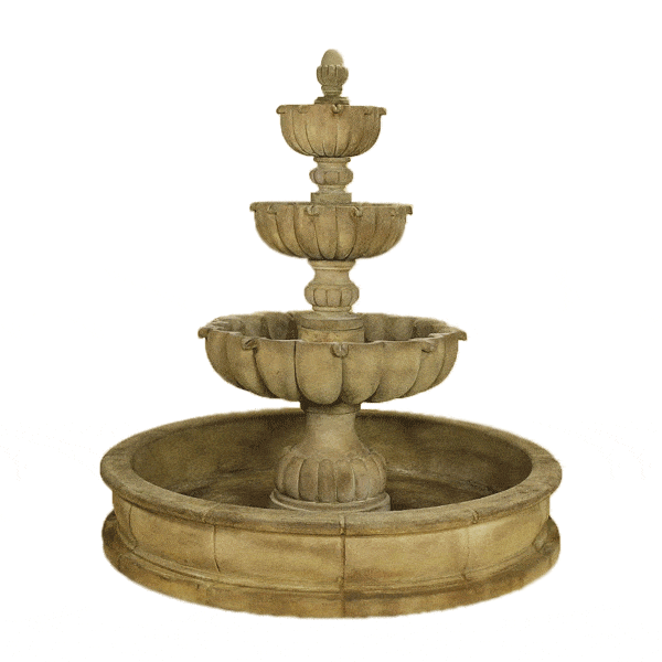 Urbino Grande Three Tier Pond Outdoor Cast Stone Garden Fountain Fountain Tuscan 