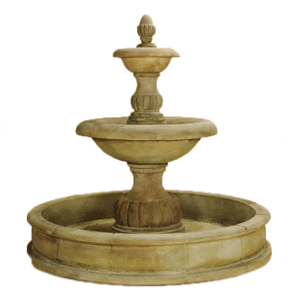Isola Two Tier Pond Outdoor Cast Stone Garden Fountain Fountain Tuscan 