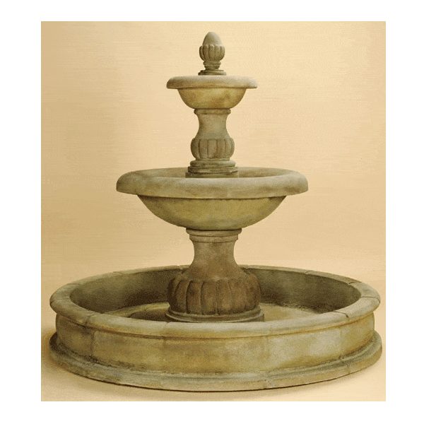 Isola Two Tier Pond Outdoor Cast Stone Garden Fountain Fountain Tuscan 