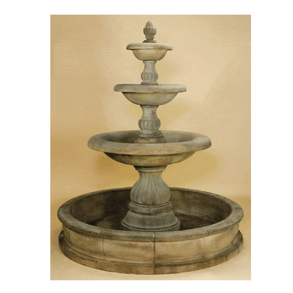 Isola Three Tier Outdoor Cast Stone Garden Pond Fountain Fountain Tuscan 