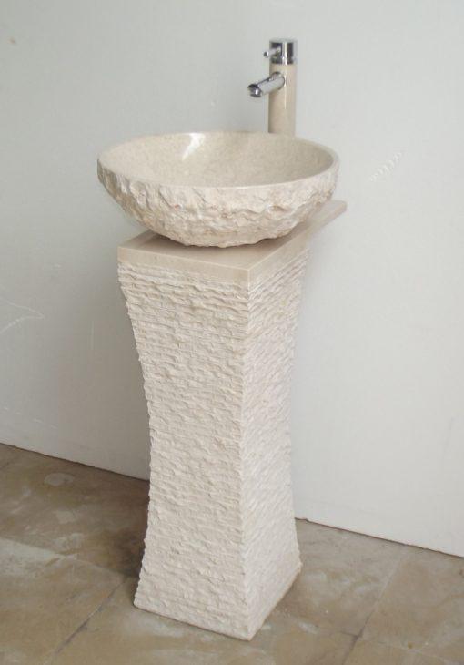 Eviva Roca 16 in. Pedestal Marble Sink in Beige Bathroom Vanity Eviva 