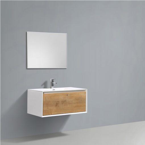 Eviva Vienna 36″ White Frame Wall Mount Bathroom Vanity w/ White Integrated Top Vanity Eviva 