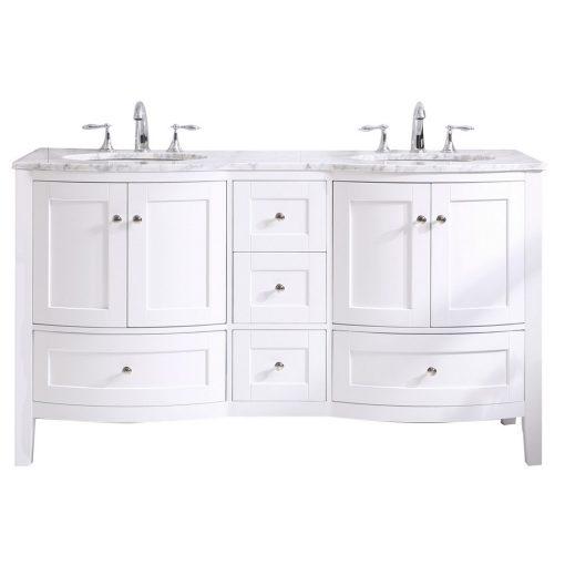 Eviva Stanton 60″ Transitional Double Sink Bathroom Vanity w/ White Carrara Top Bathroom Vanity Eviva 