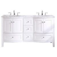 Thumbnail for Eviva Stanton 60″ Transitional Double Sink Bathroom Vanity w/ White Carrara Top Bathroom Vanity Eviva 