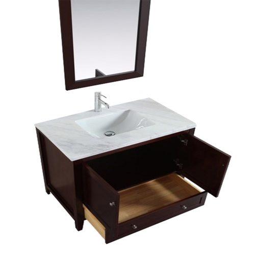 Eviva Lime 30″ Bathroom Vanity Teak(Dark Brown) with White Jazz Marble Carrera Top Bathroom Vanity Eviva 
