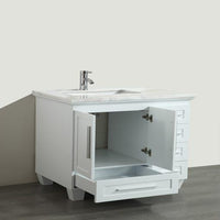 Thumbnail for Eviva Loon 30″ Transitional Bathroom Vanity w/ White Carrara Top & Long Handles Vanity Eviva 