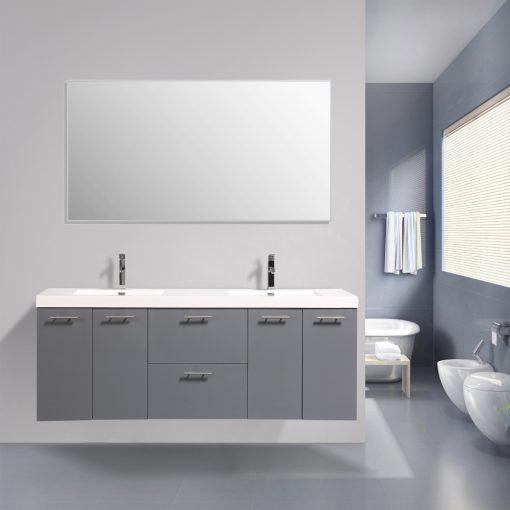 Eviva Luxury 84 inch bathroom vanity with integrated acrylic sinks Vanity Eviva Gray 