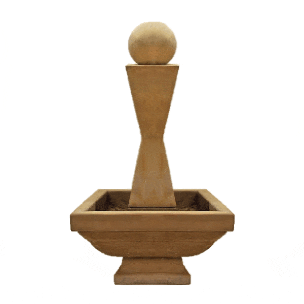 Mod I Outdoor Cast Stone Garden Fountain Short With Ball Fountain Tuscan 