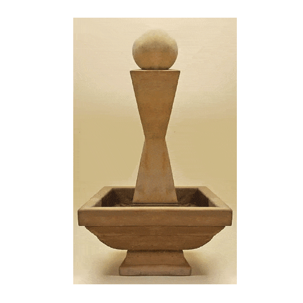 Mod I Outdoor Cast Stone Garden Fountain Short With Ball Fountain Tuscan 