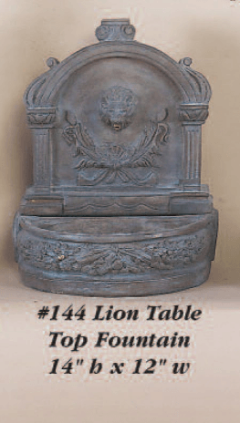Lion Table Top Fountain Cast Stone Outdoor Wall Ornament Tuscan 